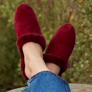 BIRDIES The Songbird Merlot Faux Fur Mule Slide Slipper